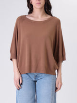 Pullover mezza manica viscosa marrone