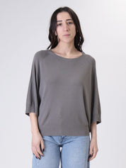 Anthracite viscose short-sleeved jumper