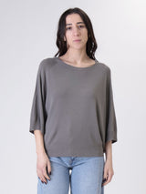 Anthracite viscose short-sleeved jumper