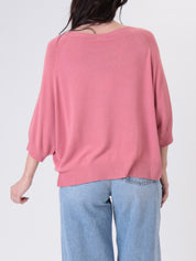 Pullover mezza manica viscosa rosa