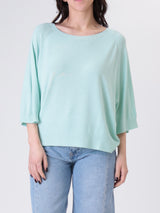 Aqua Green Viscose Half-Sleeve Pullover