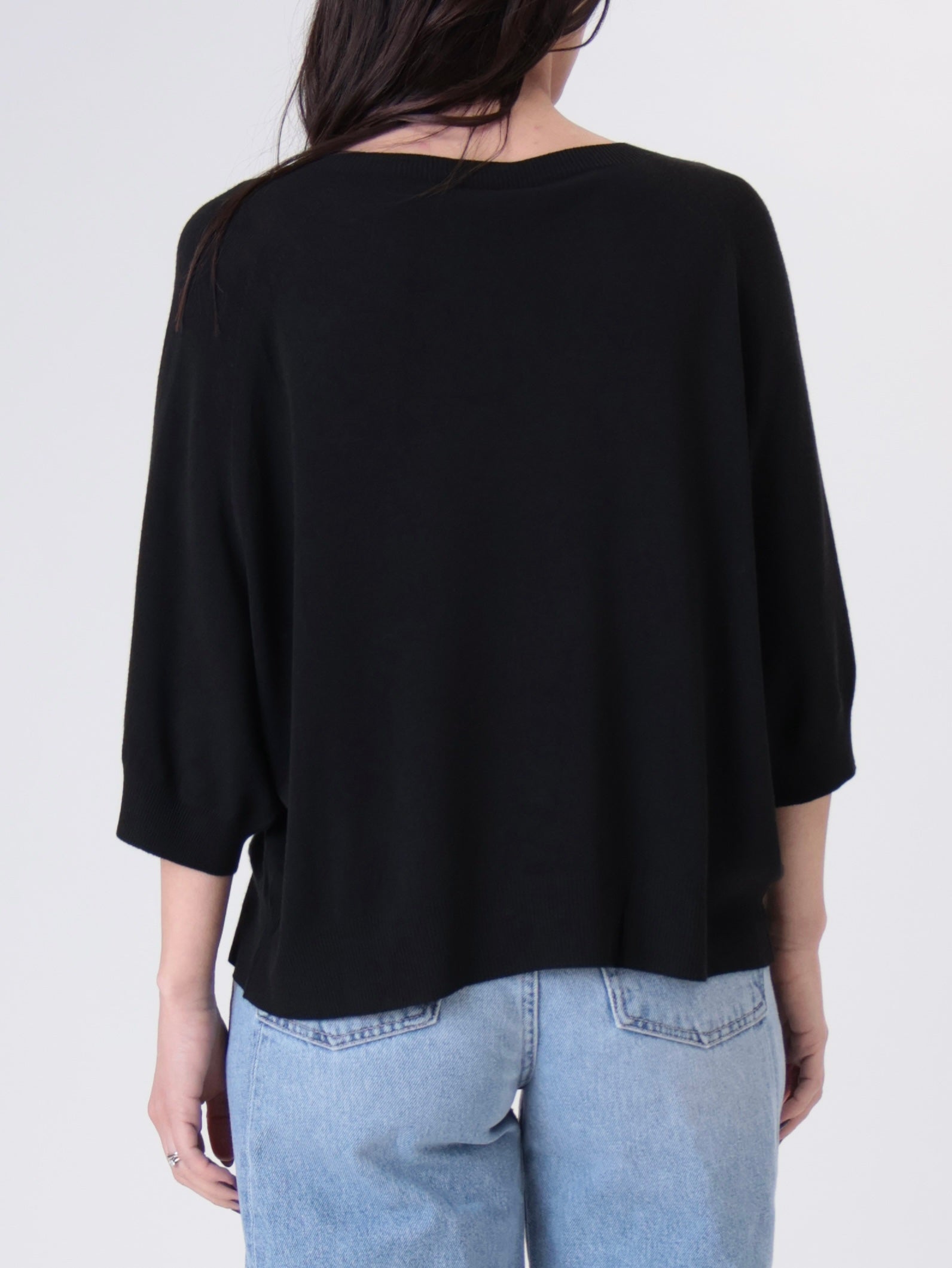 Pullover mezza manica viscosa nero