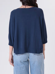 Pullover mezza manica viscosa blu