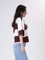 Polo crop riga bordeaux