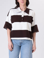 Polo crop riga moro
