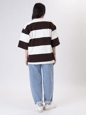 T-shirt riga spalla imbottita moro
