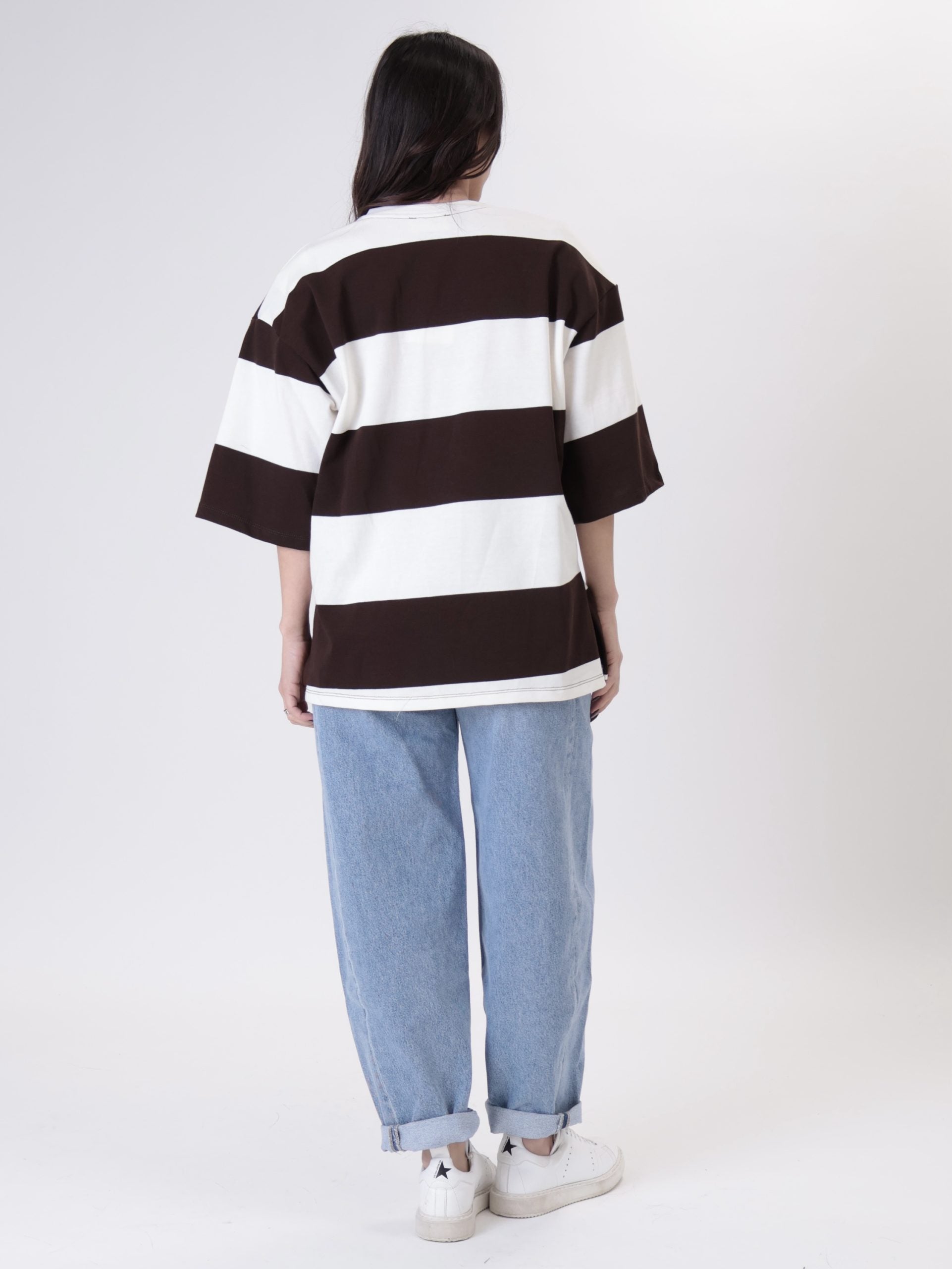 T-shirt riga spalla imbottita moro