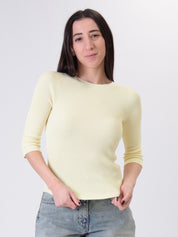 Maglia manica 3/4 costina giallo