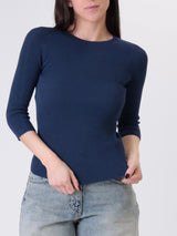 Ribbed 3/4 sleeve top blue