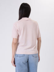 Polo in maglia lurex rosa
