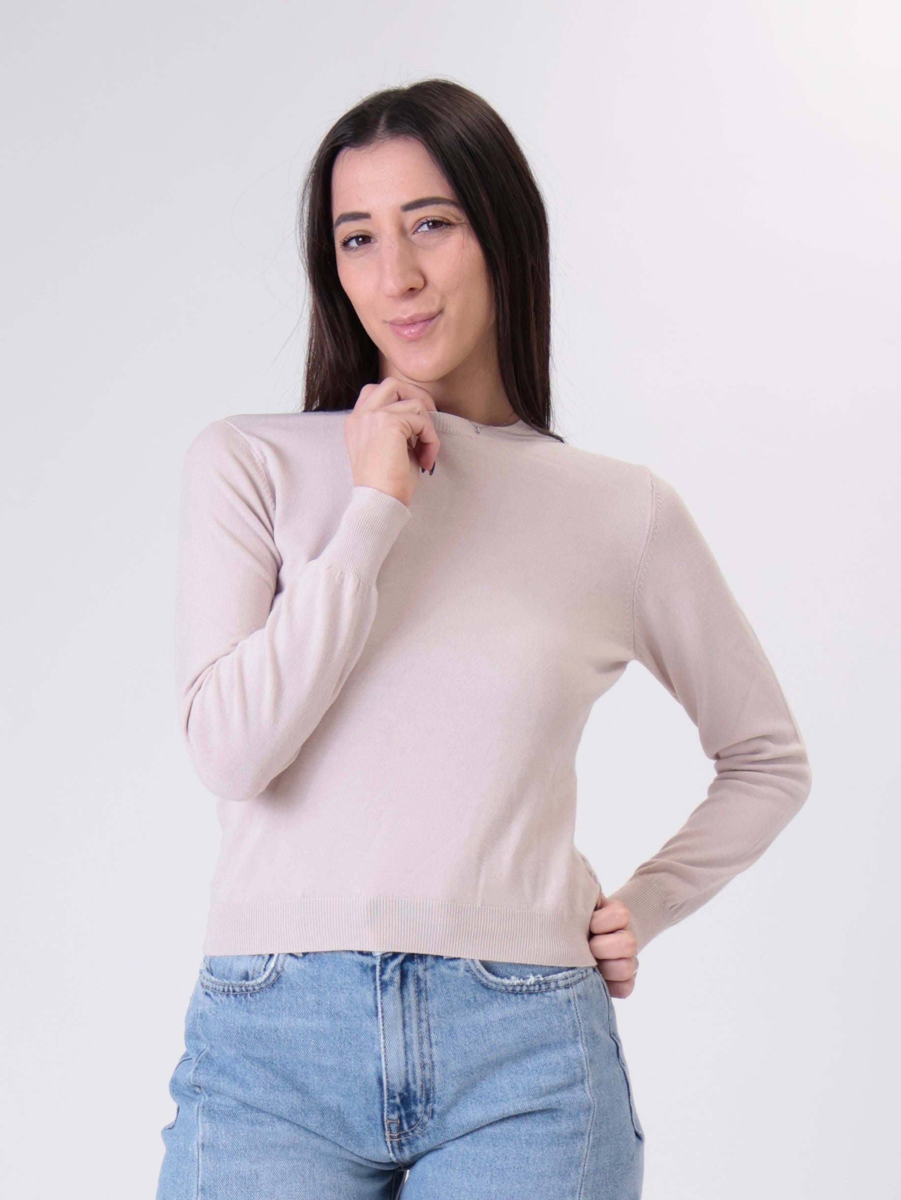 Pink viscose crewneck