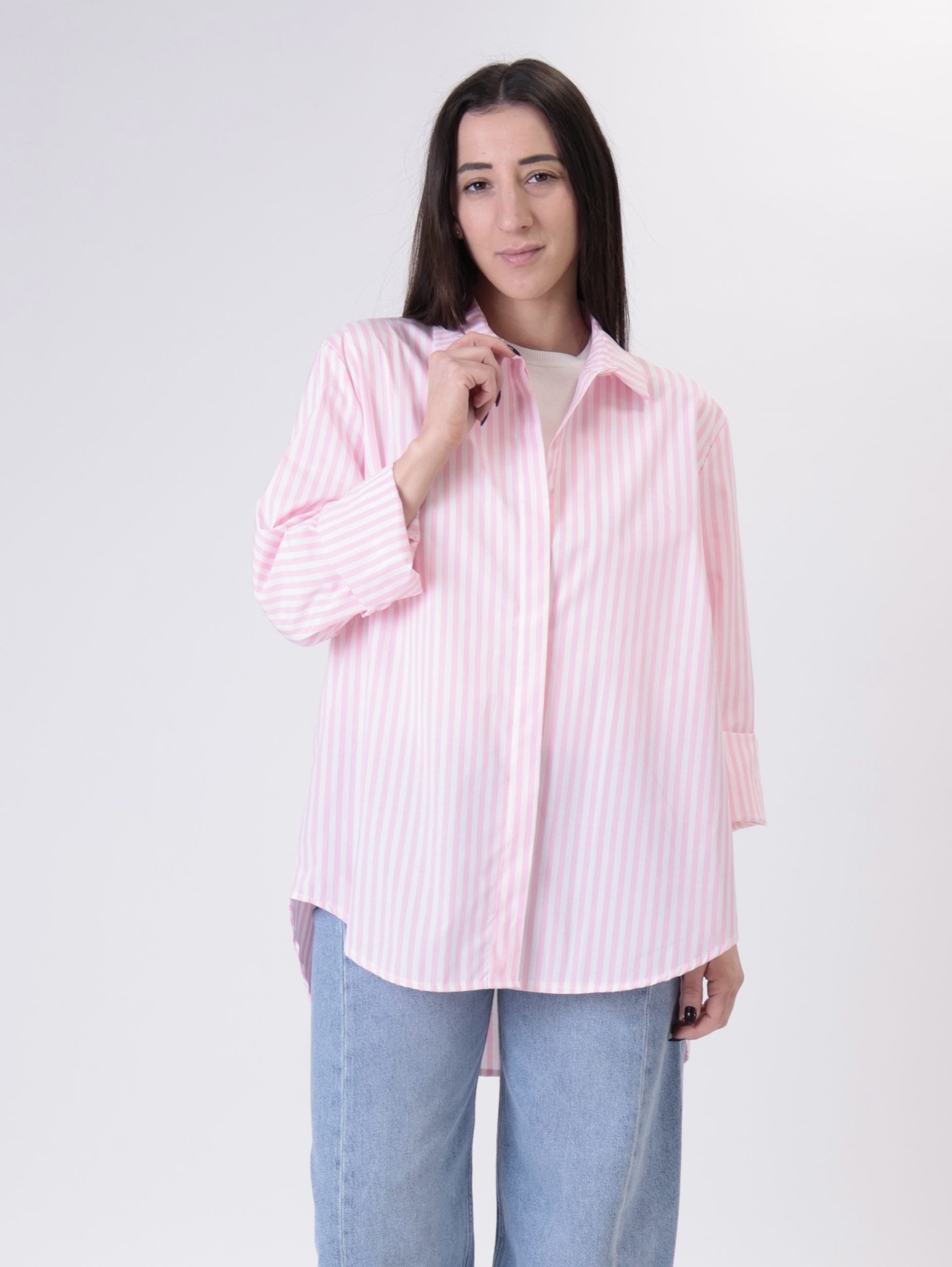 Pink striped long shirt