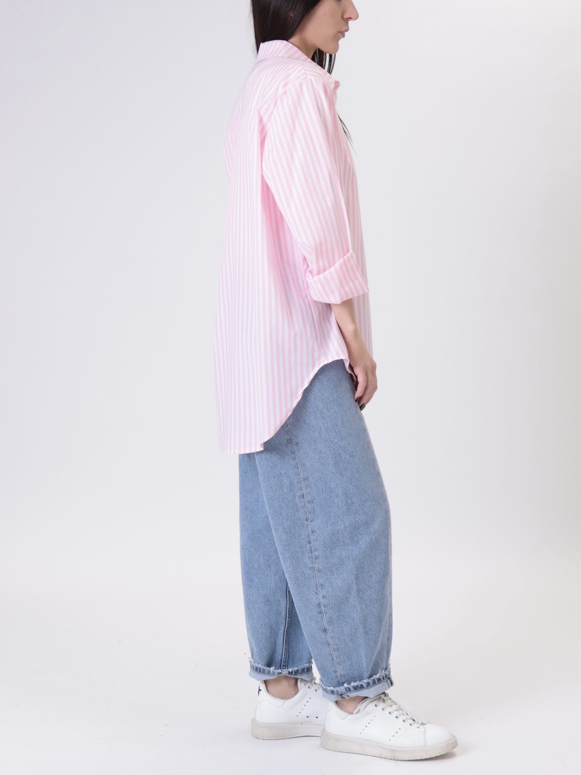 Pink striped long shirt