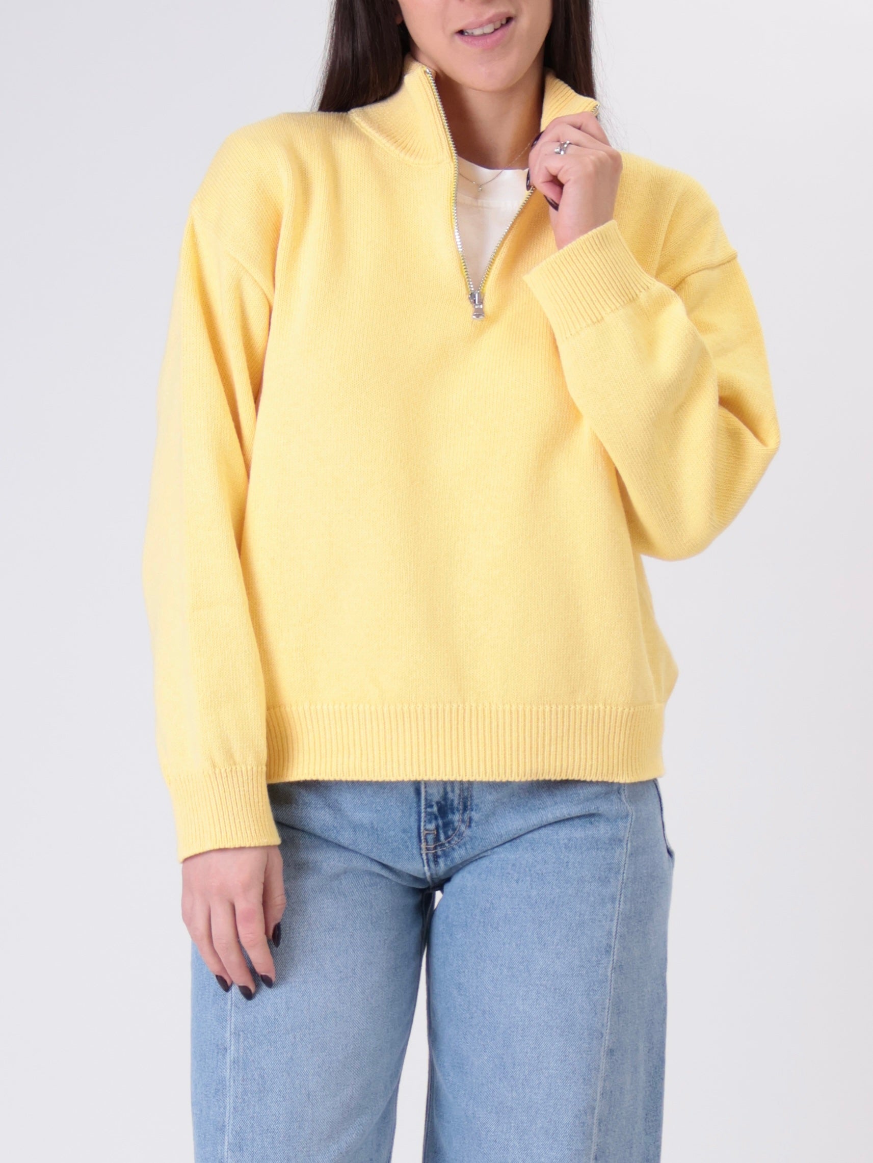 Pullover mezza zip giallo