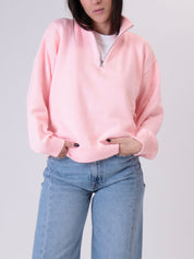 Pullover mezza zip rosa