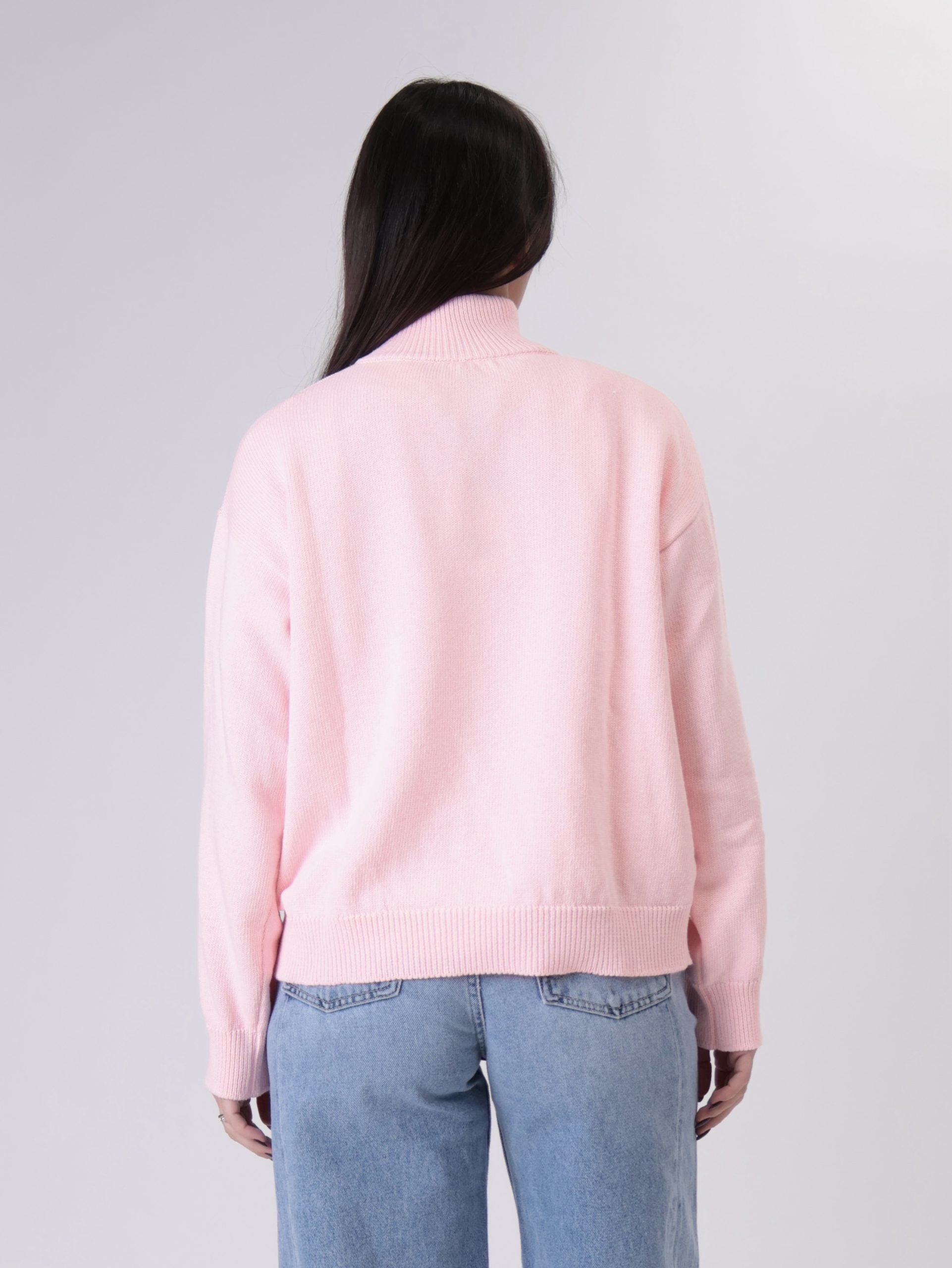 Pullover mezza zip rosa