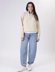 Pullover mezza zip beige