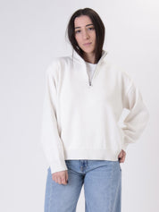 Pullover mezza zip bianco