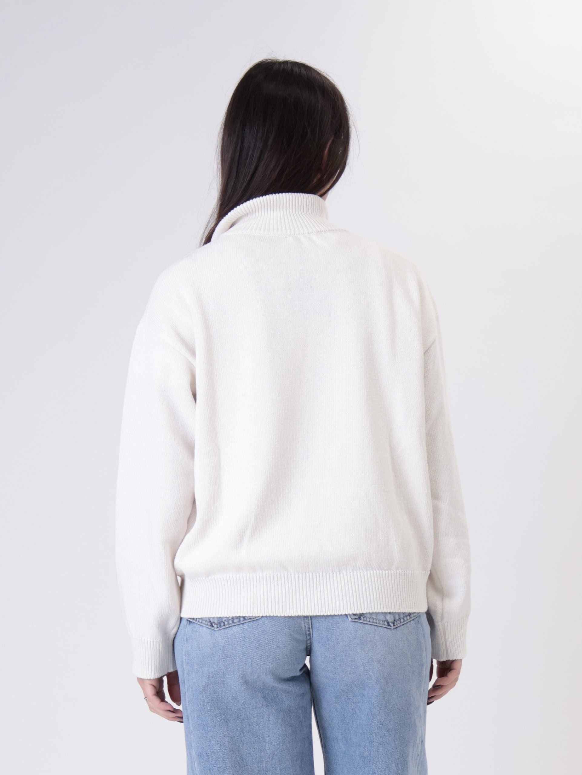 Pullover mezza zip bianco