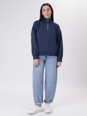 Pullover mezza zip blu
