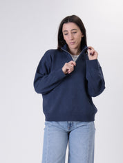 Pullover mezza zip blu