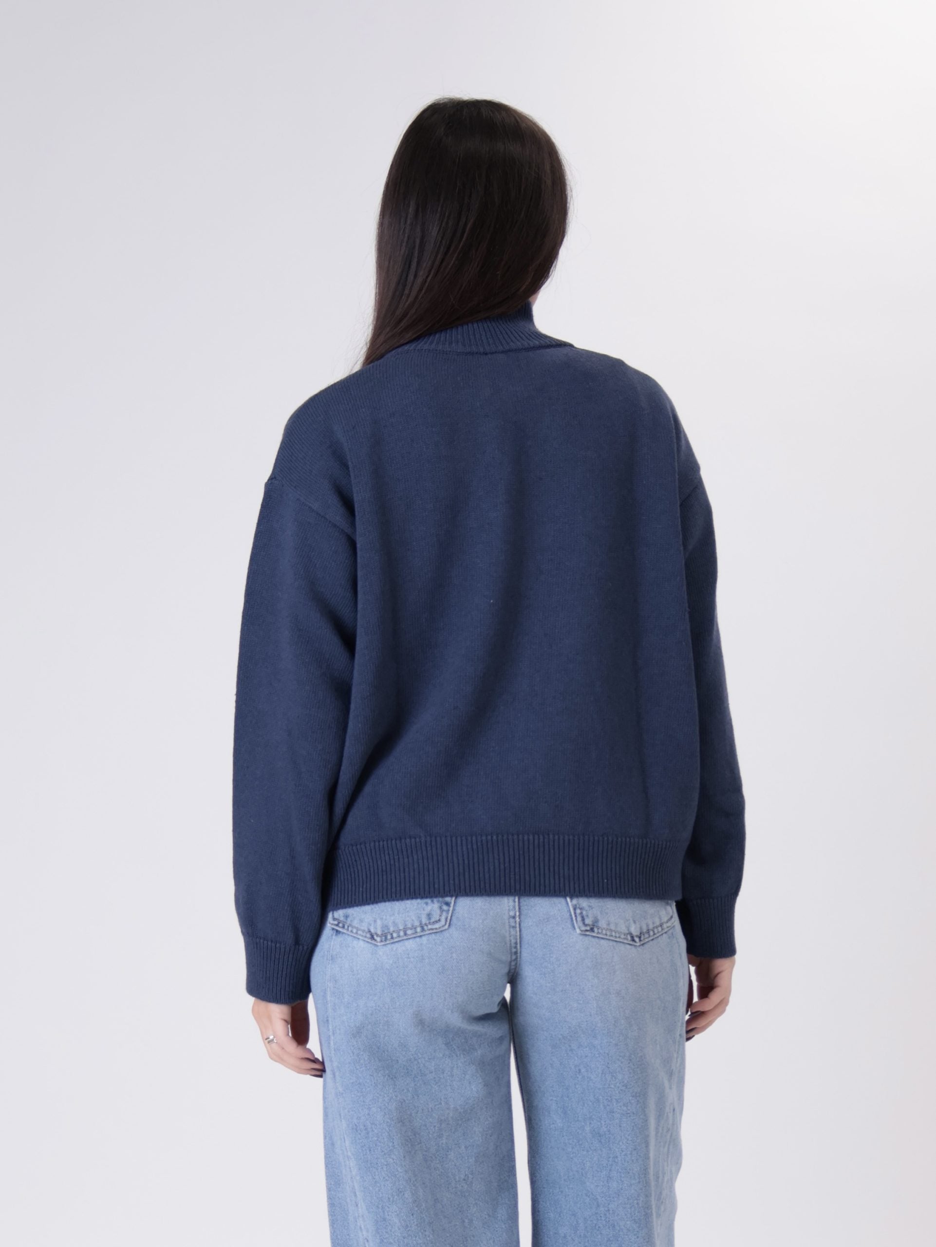 Pullover mezza zip blu