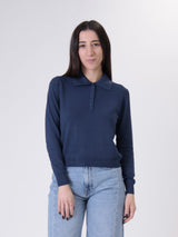 Polo in maglia bottoni blu