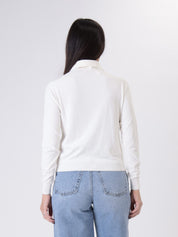 Polo in maglia bottoni panna