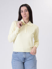 Yellow knitted polo shirt with buttons