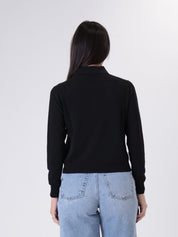 Polo in maglia bottoni nero