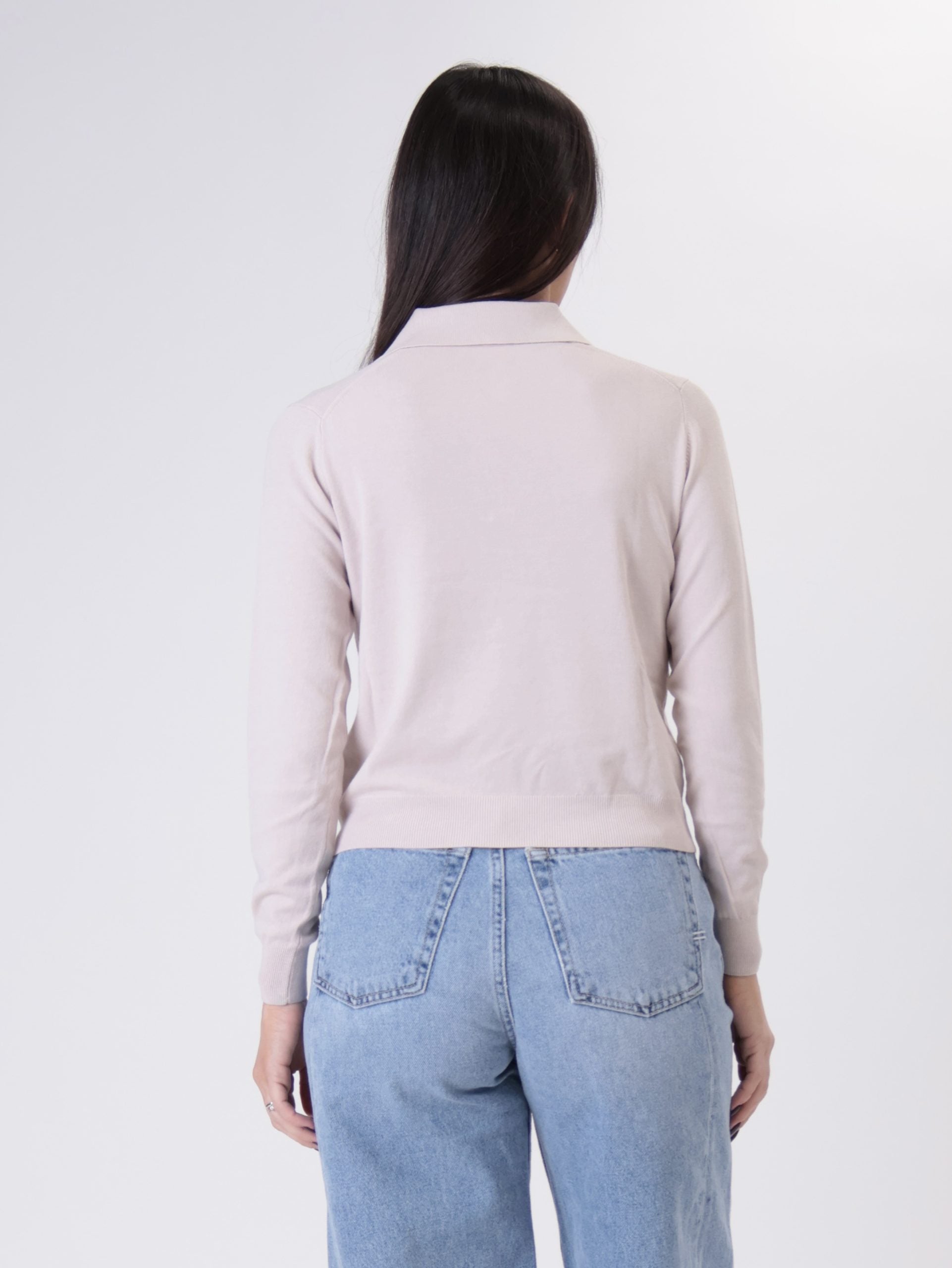 Polo in maglia bottoni rosa