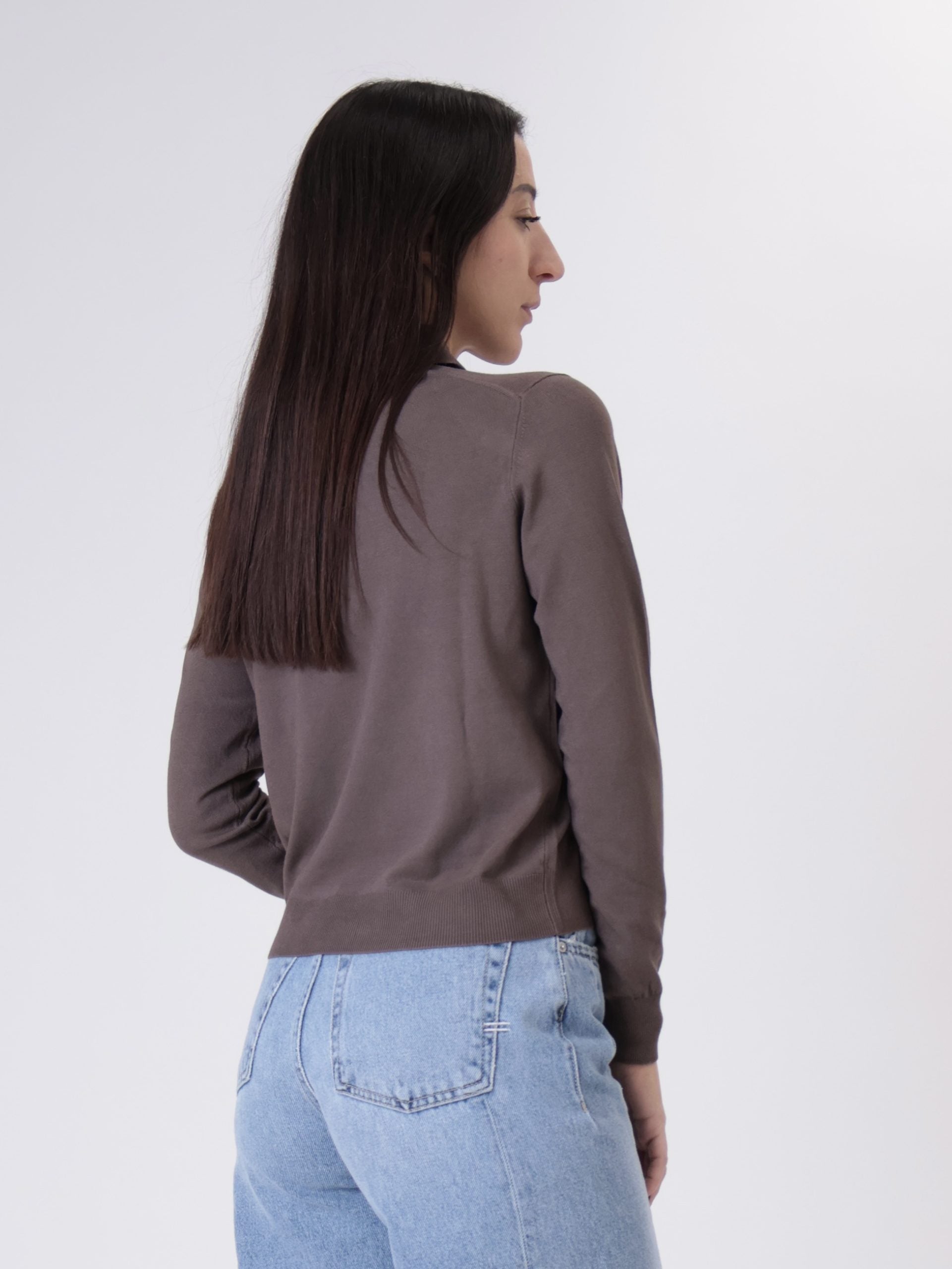 Polo in maglia bottoni cioccolato