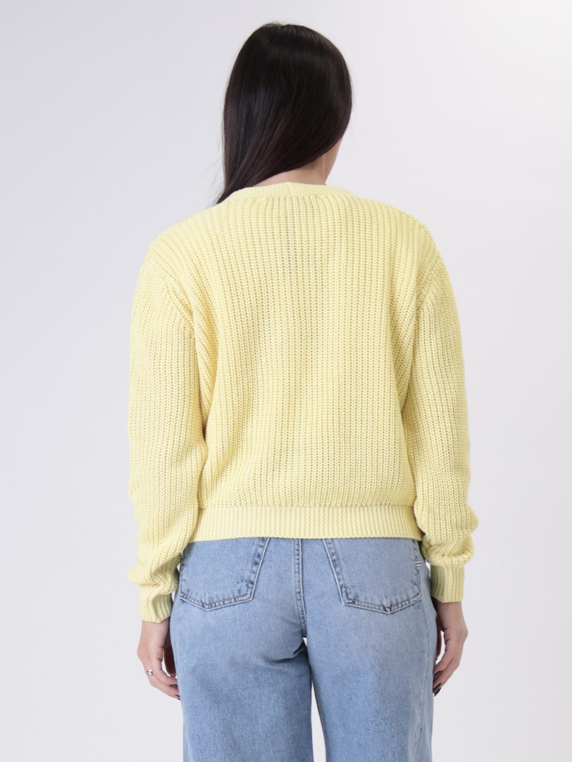 Cardigan bottoni fiore gioiello giallo