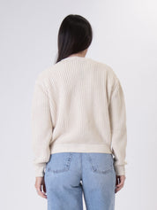 Cardigan bottoni fiore gioiello burro
