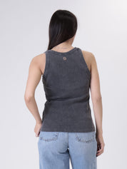 V-neck marbled tank top old black