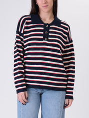 Polo in maglia riga blu