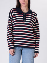 Polo in maglia riga blu