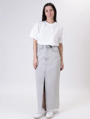 Grey denim longuette skirt