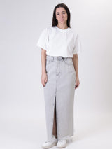 Grey denim longuette skirt