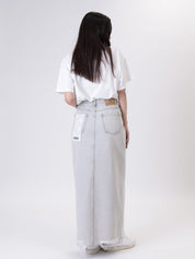 Grey denim longuette skirt