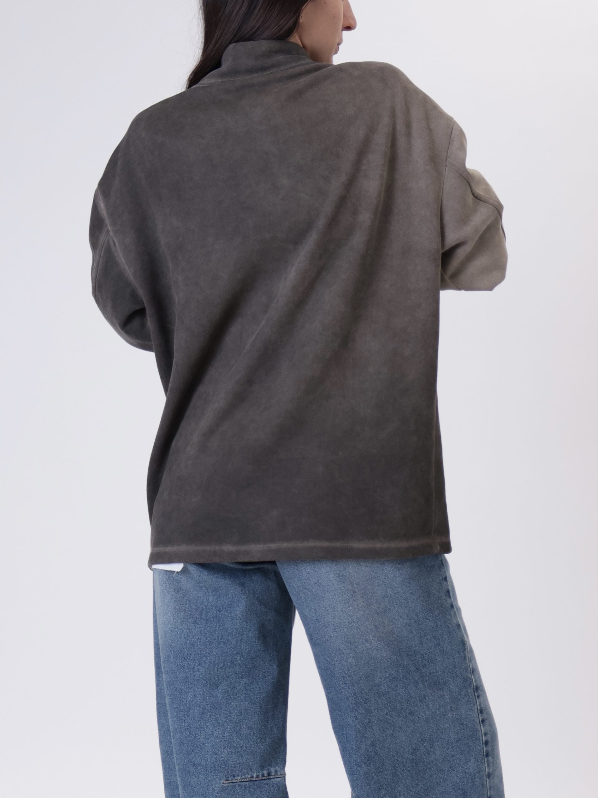 Giacca camicia scamosciata fango