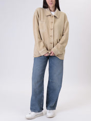 Giacca camicia scamosciata cammello