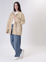 Giacca camicia scamosciata cammello