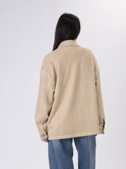 Giacca camicia scamosciata cammello