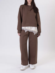 Fleece sweatshirt with chocolate lingerie