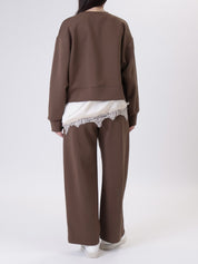 Fleece sweatshirt with chocolate lingerie