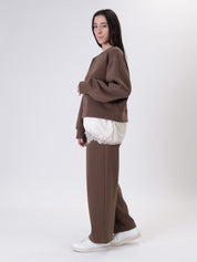Fleece sweatshirt with chocolate lingerie