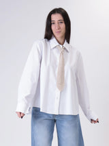 Shirt with white crochet tie