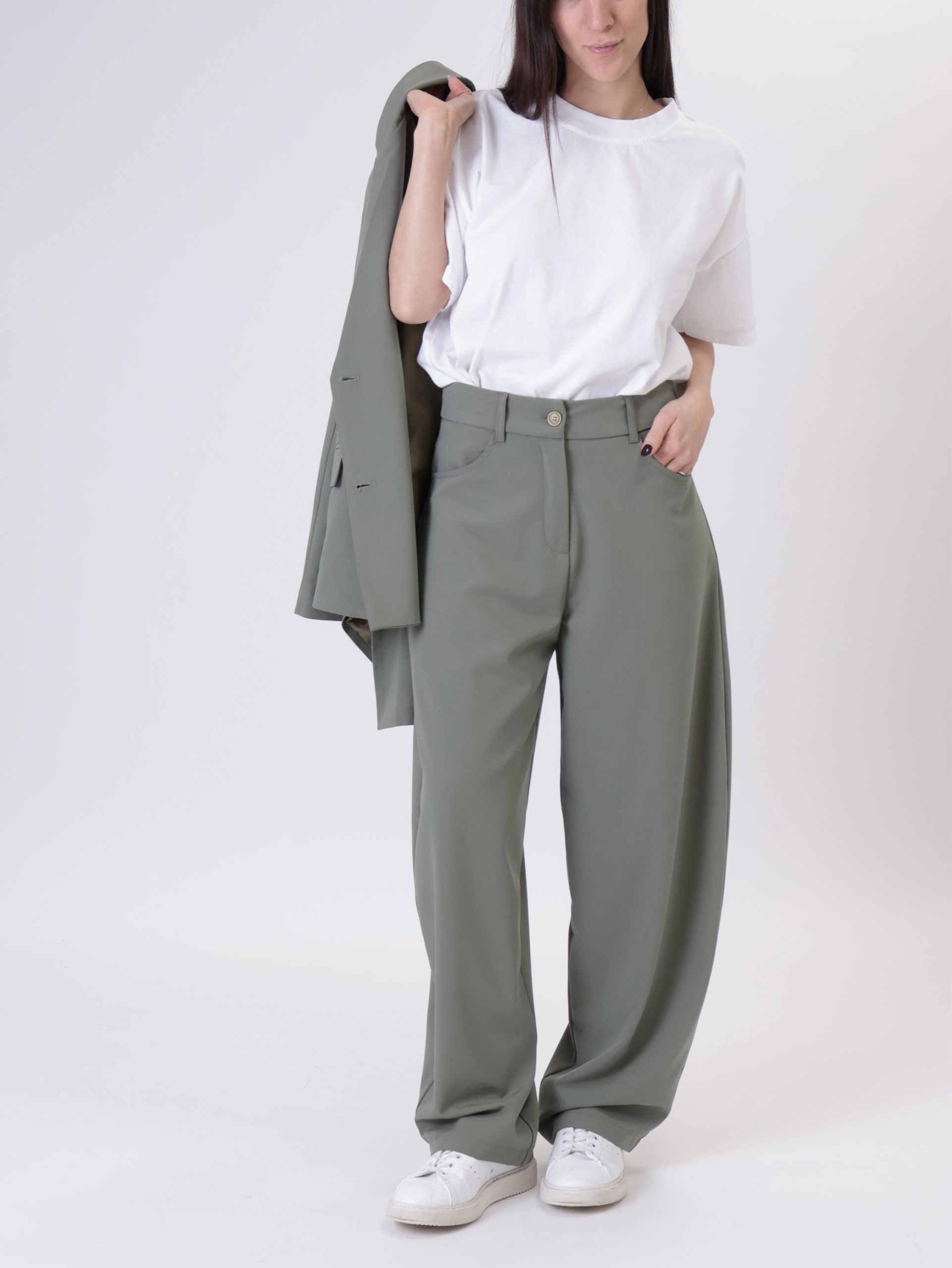 Nova barrel sage trousers
