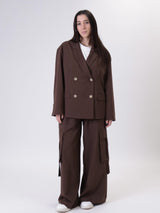 Nova double-breasted dark brown jacket